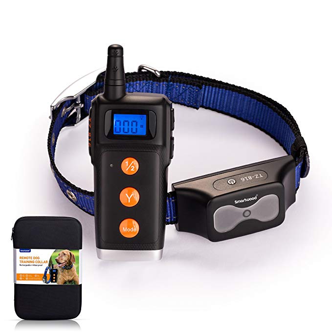 SMARTWOOD Dog Training Collar-TZ816 100% Waterproof Shock Collar for Dogs,Rechargeable Dog Shock Collar with Remote for Medium and Large Dogs, Up to 1000Ft Remote Range
