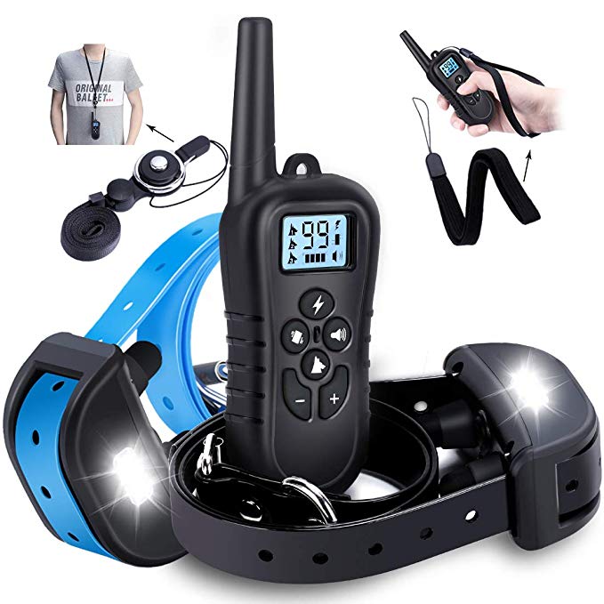 WDFZONE [New 2019 Dog Training Collar with Remote for 2 Dogs Waterproof Rechargeable Shock Collar with Remote for Small Medium Large Dogs