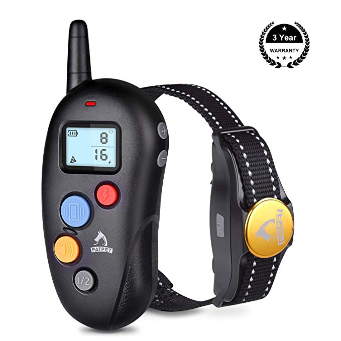 TOPPLE Dog training collar,Patpet 100% Waterproof &Rechargeable Dog Shock Collar 1000FT Remote with Blind Operation,Beep,Vibration and Shock Electric E-collar for Small Medium Large Dog 10-88lbs