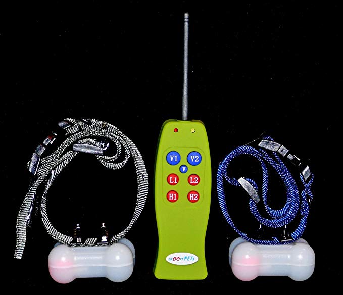 MagicEcollar Remote Control Two-Dog Trainer: Rechargeable Collar Receivers Delivering Vibration and Shock for Each Dog