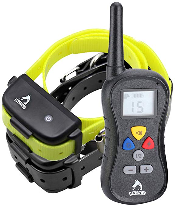 Basic Dog Training Collars - Patpet PTS-018 Waterproof Rechargeable E Pet Collar with Remote for Large, Medium and Small Dog - Safe Beep, Shock, Vibration Modes for Bark Control