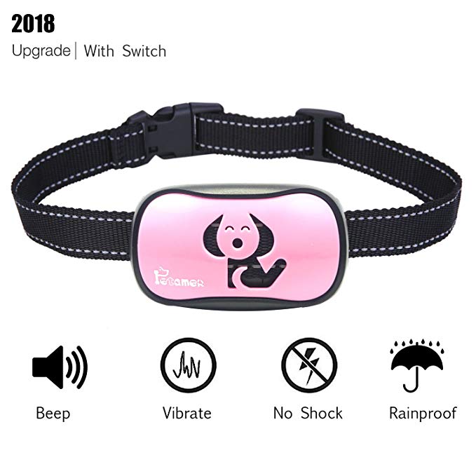 PETAMER ZuZu Bark Collar [New Version With Swith] Automatic Anti Bark Dog Training E Collar，Safe & Humane - No Shock - No Harm - Waterproof Vibrate Barking Control Devices for Small Medium Large Dogs