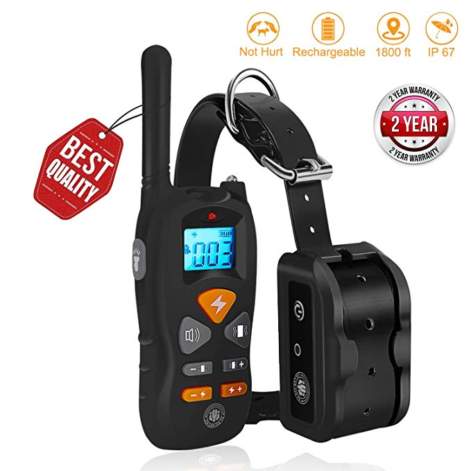 JIALANJIUYU Dog Training Collar Shock Training Collar for Dogs NO Hurt and IP67 Level Waterproof with 1800FT Remote Beep/Vibration/Shock Electronic Collar Modes for All Dogs