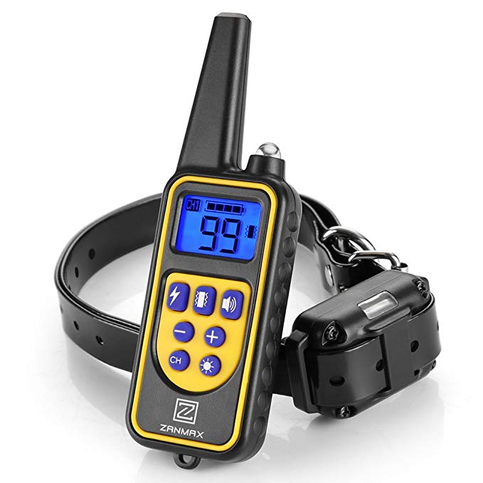 Z ZANMAX Dog Training Collar, Rechargeable & Waterproof with 1000ft Remote Controller Shock Collar Beep Vibrating Shock Electronic Collar for Small/Medium/Large Dogs, Adjustable Intensity