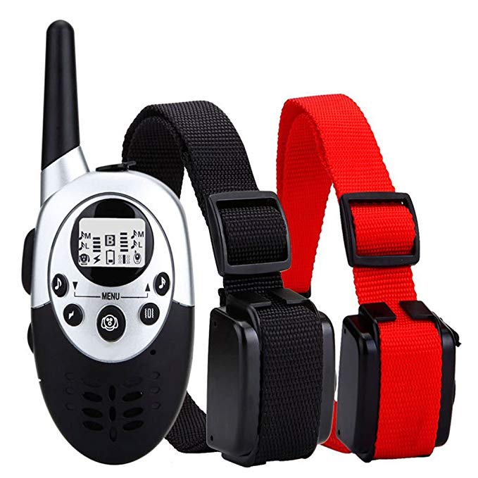 Dog Training Collar 1100 Yards WaterProof Rechargeable Wireless LCD Remote Shock Control Pet Dog Training Collar with 8 Levels of Vibration and Shock for Medium or Large Dog Trainer