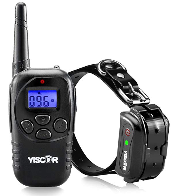 Shock Collar for Dogs, YISCOR Upgraded Dog Training Collars, Remote Waterproof and Rechargable with Shock, Vibration, Beep, And Light,Electric for Small and Large Dogs 1000Ft Range