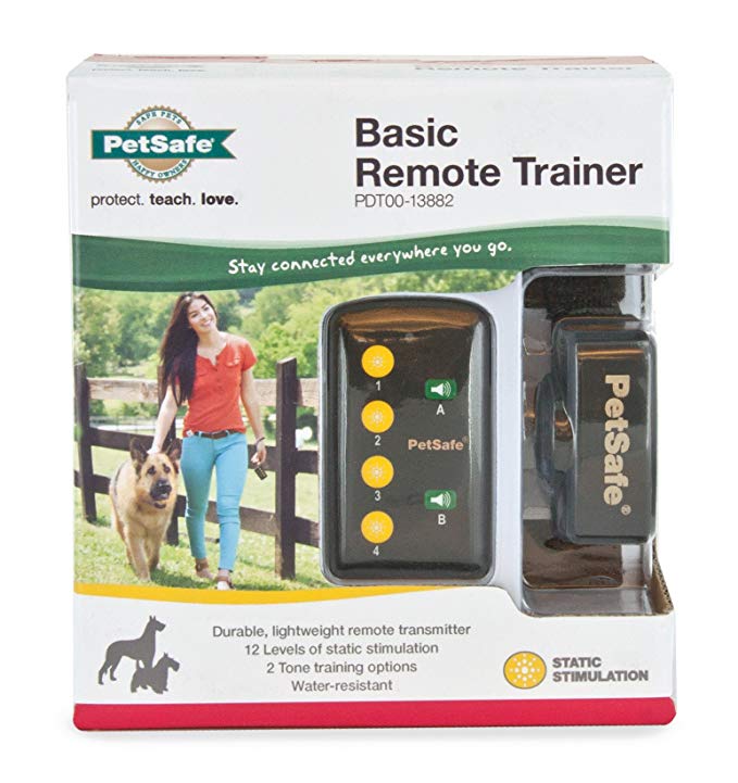 PetSafe Basic Remote Dog Training Collar for Dogs 8 lb. and Up with Tone and Static Stimulation, Water Resistant, Up to 75 Yards