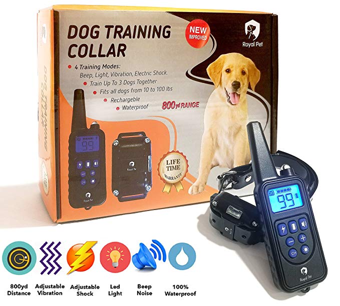 Remote Dog Training Collar - 800 yd Range, Dog Shock Collar Rechargeable And 100% Waterproof With Beep, Vibration, Light And Shock - Electric Dog Collar For Puppy, Small, Medium And Large Dogs